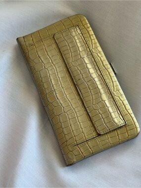 Lodis Gold Croc-Embossed Wallet